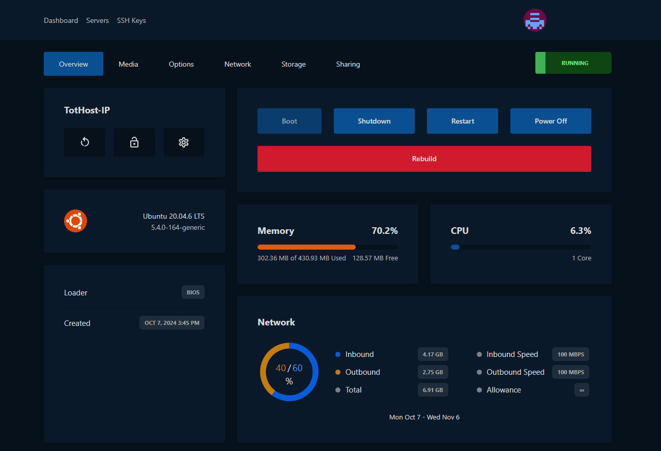 Virtfusion Dashboard